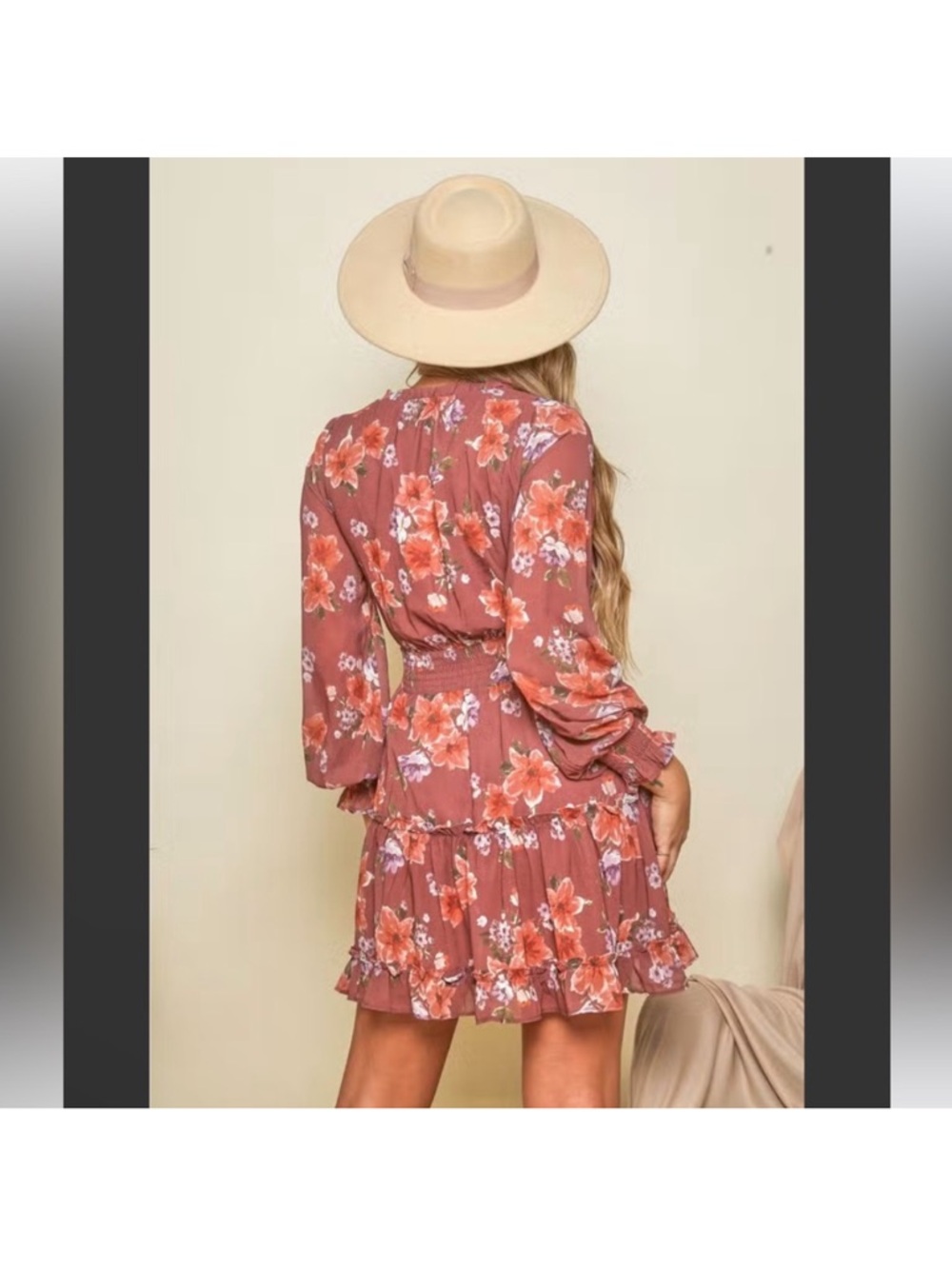Peach Love Floral Tiered Dress - Picture 4 of 4